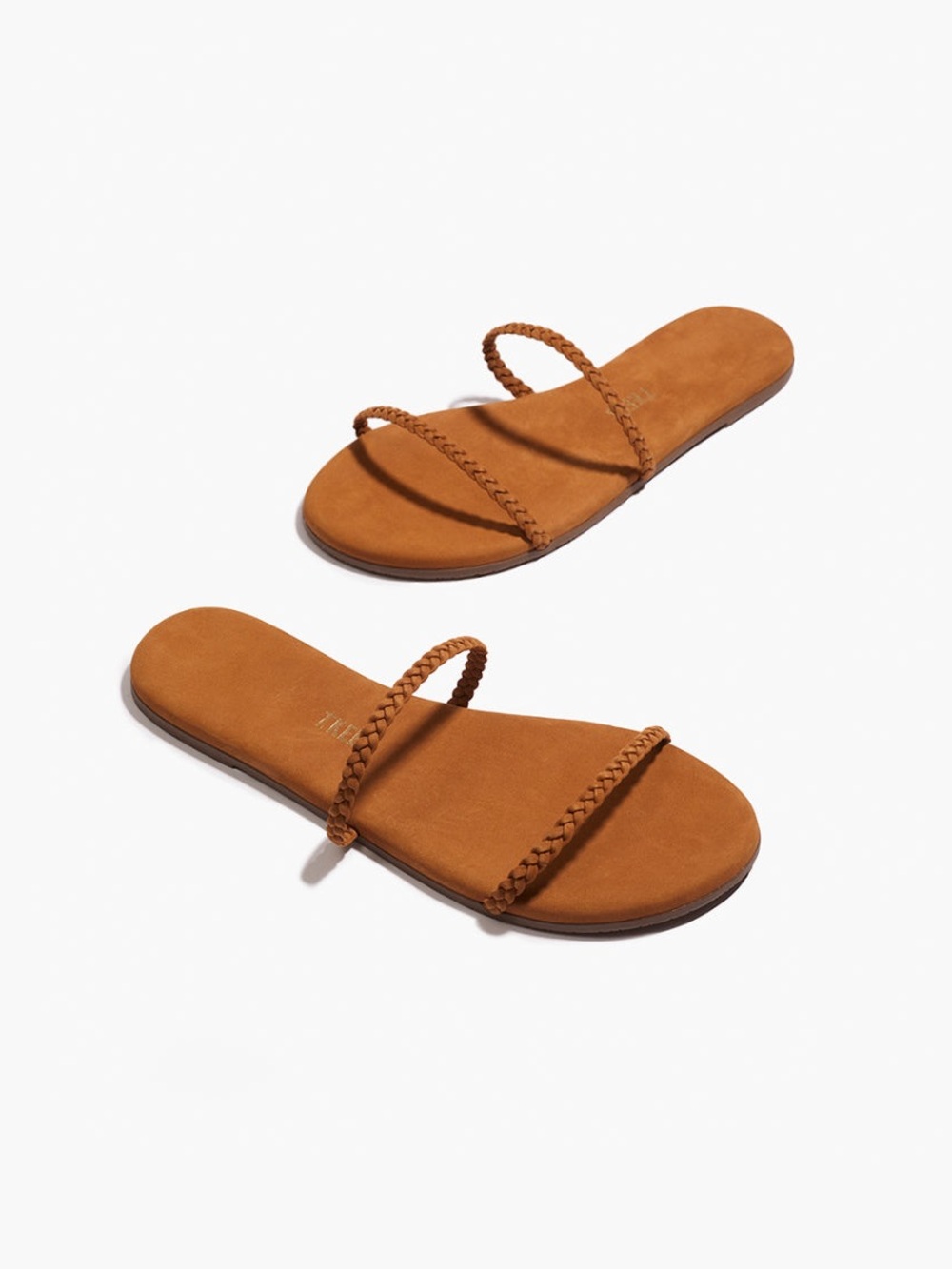 TKEES Gemma Braid Suede Sandals - Camel